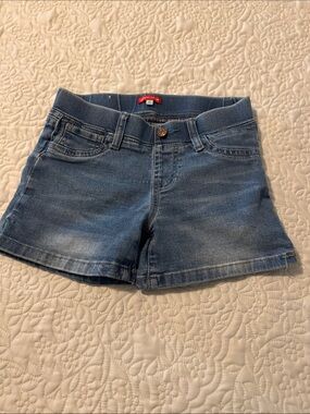 Girls' Blue Denim Shorts with Stretch Waistband - Casual Everyday